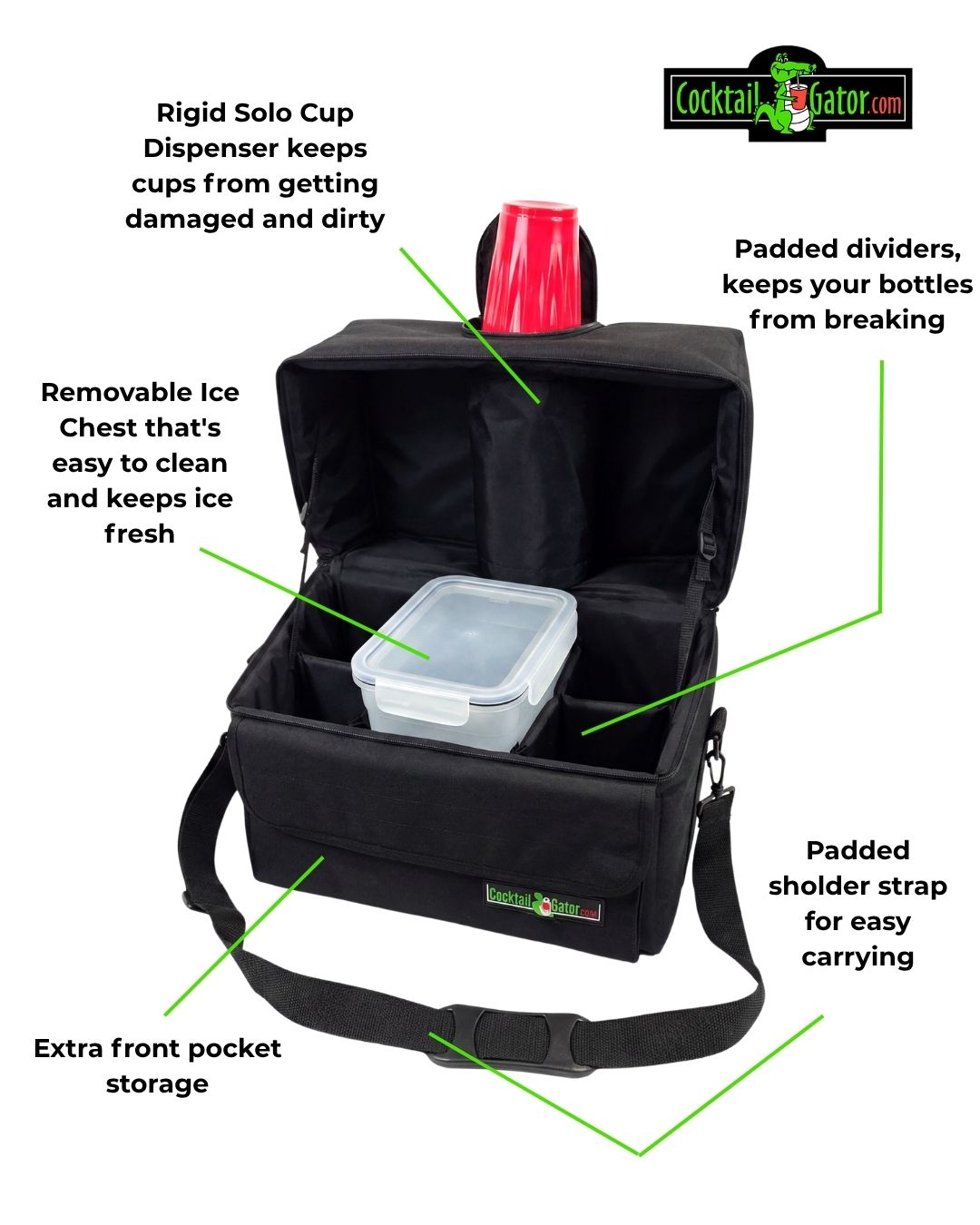 Portable Cocktail Bar - Walk About Gator - Black