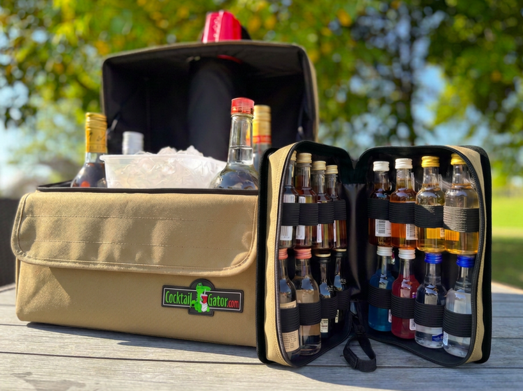 Portable Cocktail Bar Combo - Walk About Gator & Mini Bar - Khaki