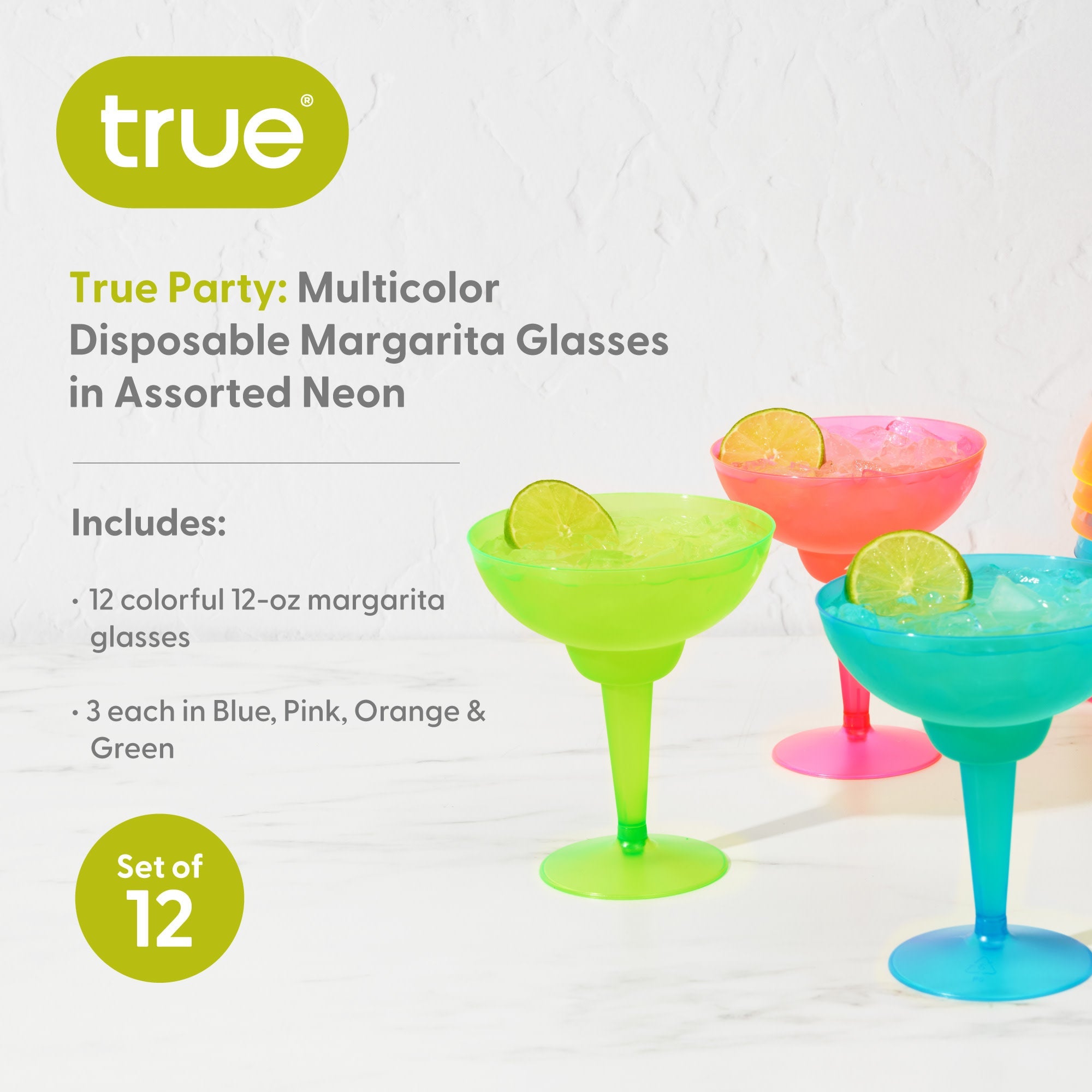 Multicolor Disposable Margarita Glasses, Set of 12