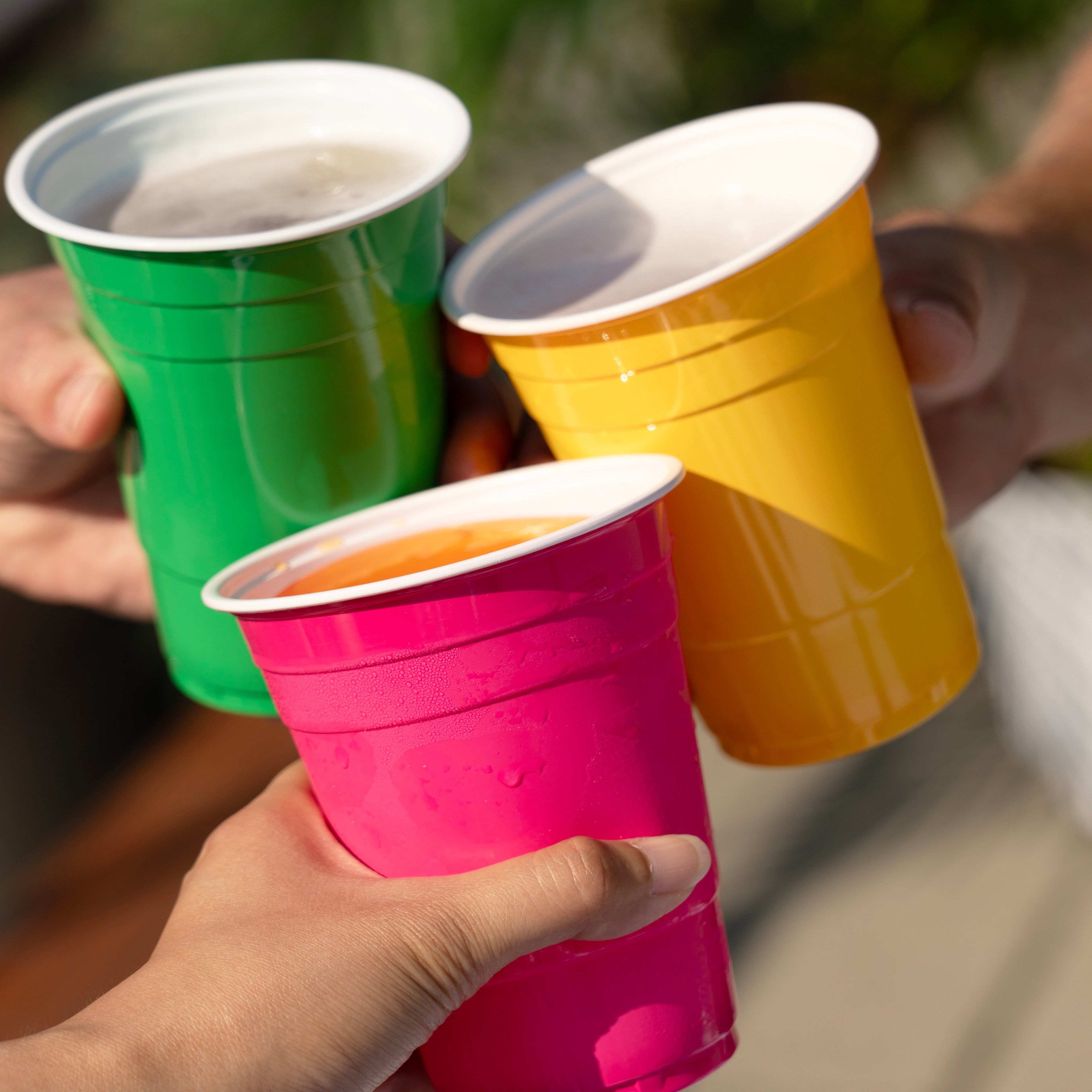 Party 16 oz Plastic Cups in Assorted Neon, Set of 24